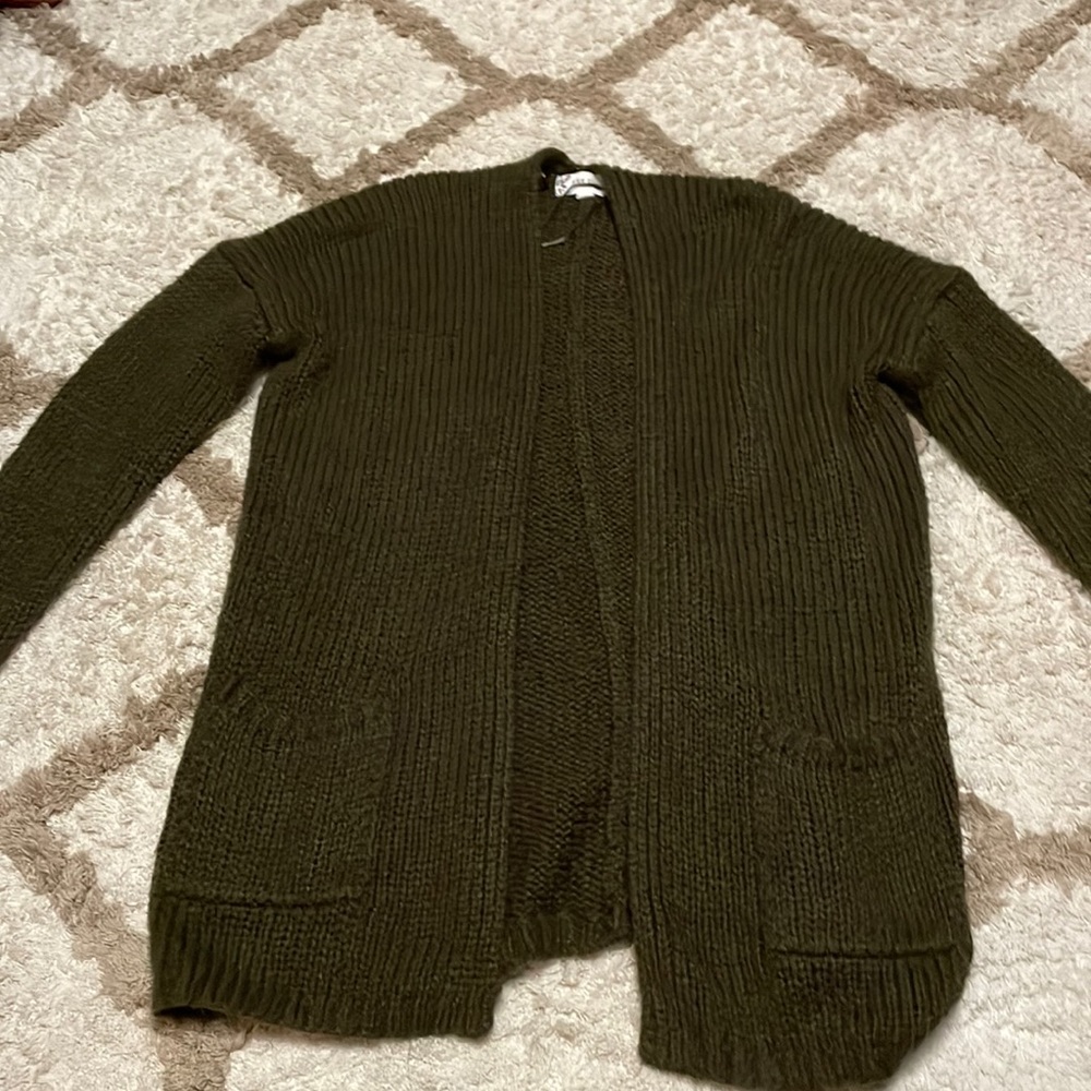 Pink rose army green cardigan